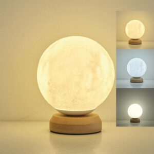lampe lune douce — base céramique, abat jour textile