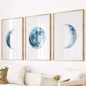 triptyque phases lunaires — tableaux muraux (3 pièces)